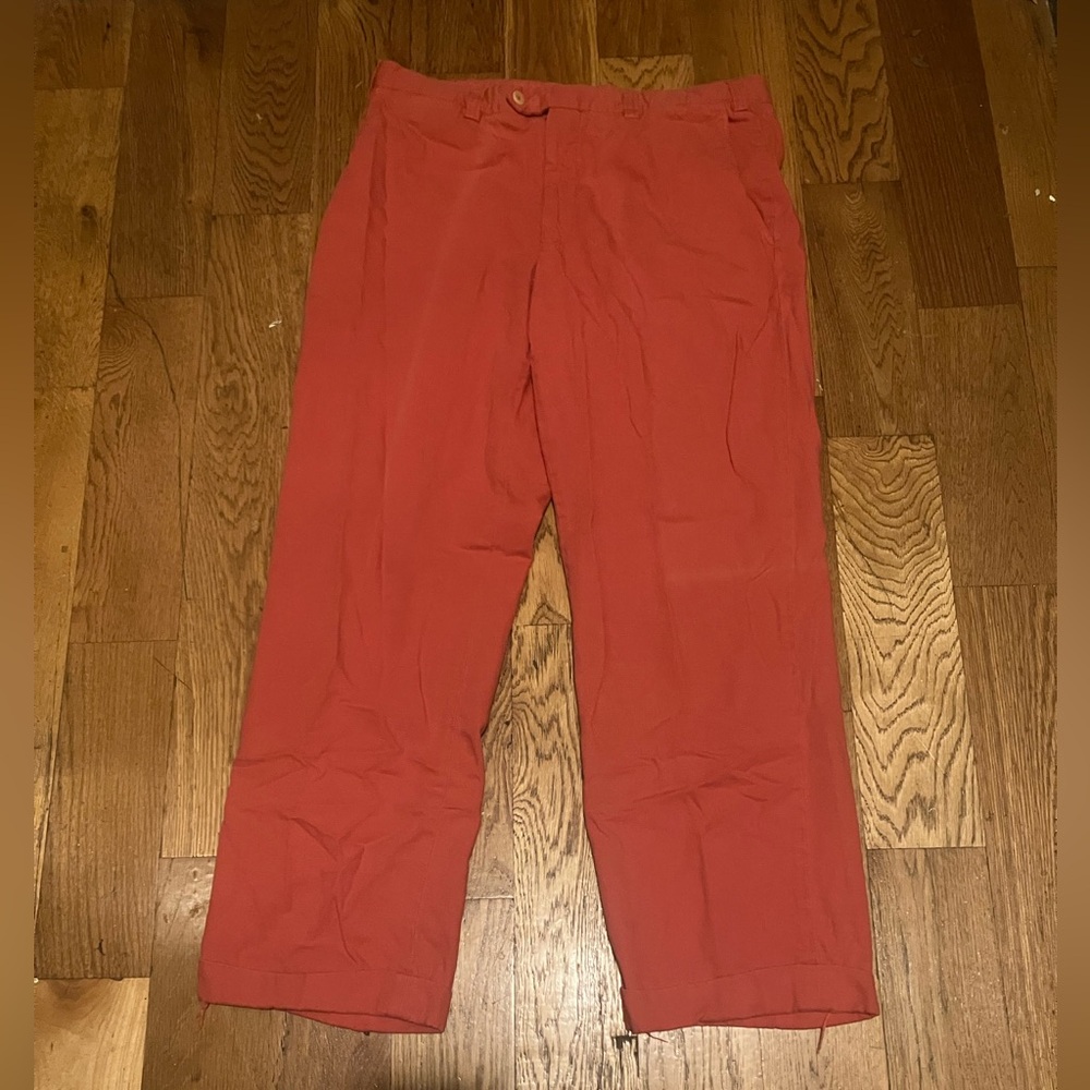Red Pink Scott Barber Pants Vintage Men's 100% Cotton Made in Italy Size 36